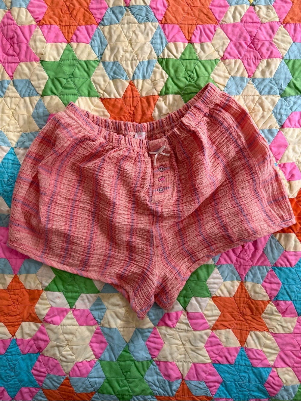 Intimately Free People pink striped boxer shorts w elastic waist, size XS